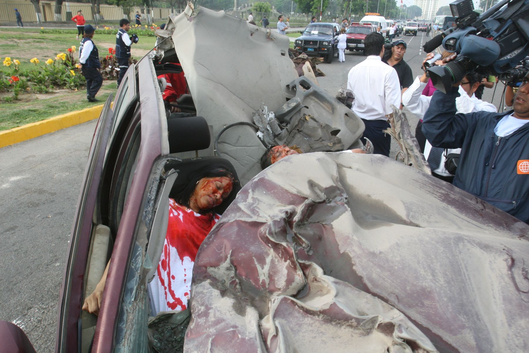 Cuatro heridos deja simulacro de accidente de tránsito en Centro de