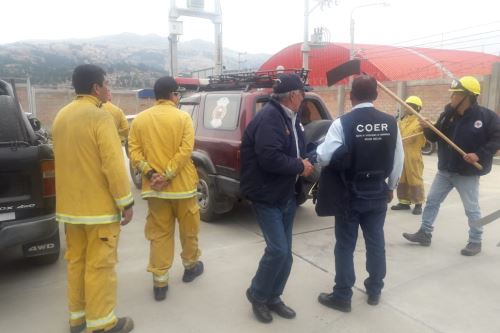 Personal del COER se movilizó hacia el distrito de Jangas, provincia de Huaraz, donde esta tarde se reportó un incendio forestal.