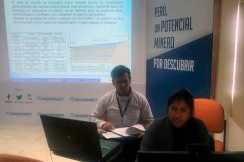 En una videoconferencia, la especialista del Ingemmet Danitza Machaca explicó los resultados de la evaluación de arsénico en fuentes de agua de Mórrope a las autoridades de Lambayeque.