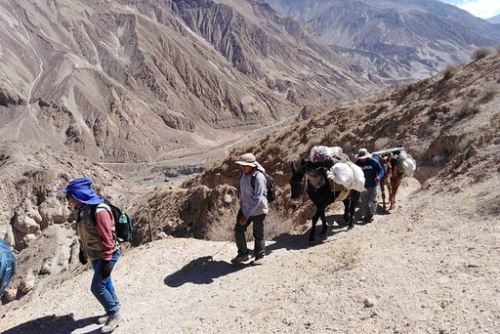 Tras unas tres horas de caminata, a dos kilómetros de la margen izquierda del río Tambo y entre 2,000 y 2,400 metros sobre el nivel mar, se llega a Estagagache.