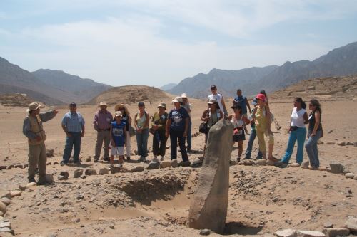 Monolito de la Ciudad Sagrada de Caral, ubicada en el valle de Supe, provincia limeña de Barranca.