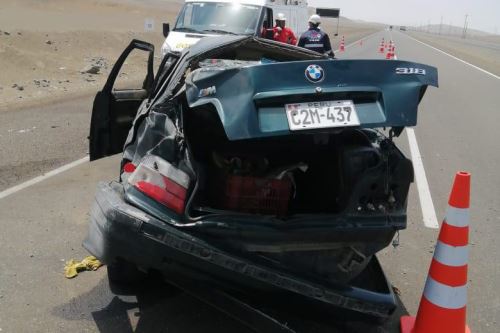 Dos fallecidos y dos heridos dejó el accidente ocurrido hoy en la provincia de Huarmey, región Áncash.