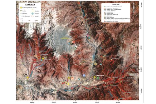 El Ingemmet ha elaborado un mapa con los 12 geositios que pueden formar parte de un nuevo circuito turístico de la región Moquegua.