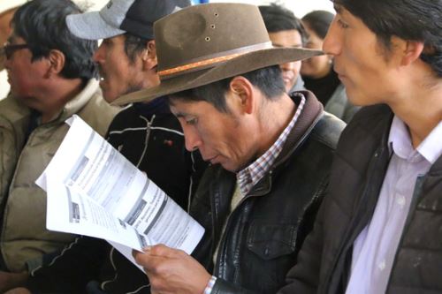 En taller descentralizado del Minem participaron líderes y pobladores de las comunidades campesinas de Bellavista, Hapuro, Huancalla Chica, Huancalla Grande.