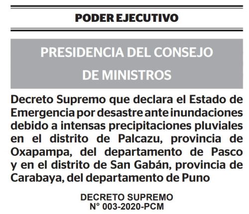 Declaran estado de emergencia por inundaciones en distritos de Pasco y ...