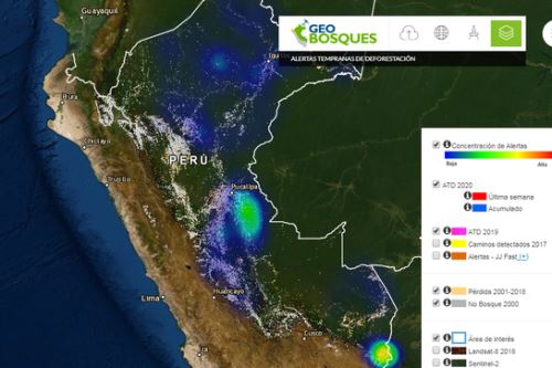 Las alertas tempranas de deforestación son datos e información generados mediante la plataforma Geobosques.
