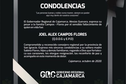 El accidente de tránsito en que perdió la vida el consejero Joel Campos ocurrió aproximadamente a las 17:00 horas en el caserío Ucumayo, en Cajamarca.