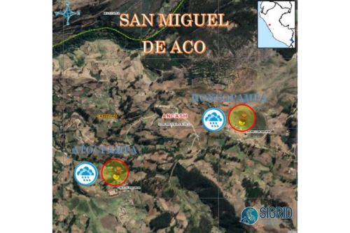 Quince hectáreas de cultivos de diferentes productos agrícolas del distrito de San Miguel de Aco, región Áncash, fueron afectadas.