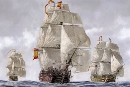 Fragatas españolas siglo XVIII ilustran el artículo 'La Denominación del Pisco y el Comercio Virreinal entre el Perú y Guatemala 1712-1715-1742', del embajador Gutiérrez.