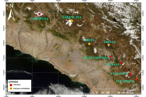 El Ingemmet estudió la composición química y microestructural de la ceniza de los volcanes Ubinas (Moquegua), Sabancaya y Misti (Arequipa).