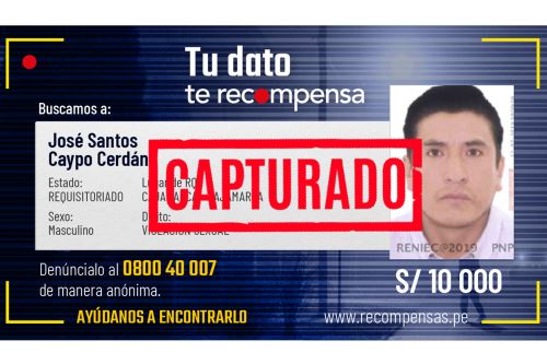 José Santos Caypo Cerdán fue detenido en la cuadra 1 de la calle Elías Aguirre, en el barrio Mollepampa, región Cajamarca.