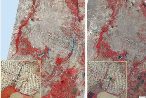 Imagen satelital de la ciudad de Piura registrada por el PerúSAT-1 para conocer la magnitud del ciclón Yaku.