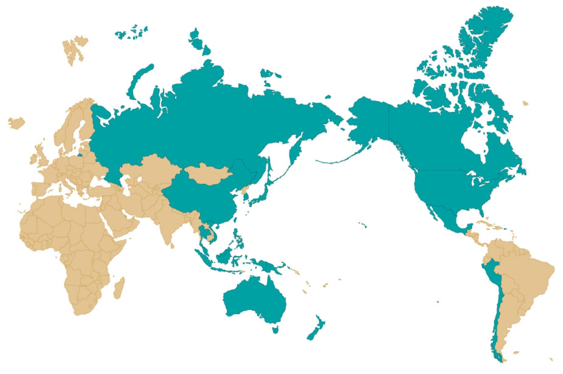 mapamundi con países miembros del Foro de Cooperación Económica Asia-Pacífico