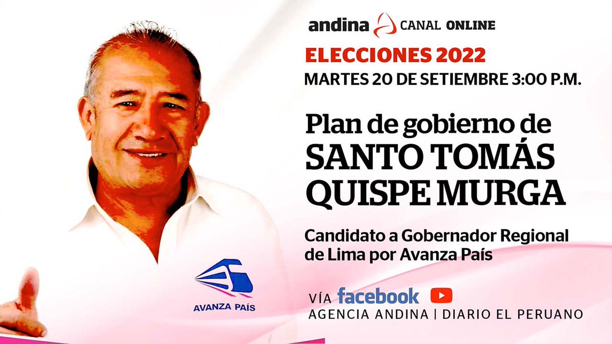 ELECCIONES 2022: Propuestas de Santos Tomás Quispe Murga al Gobierno Regional de Lima