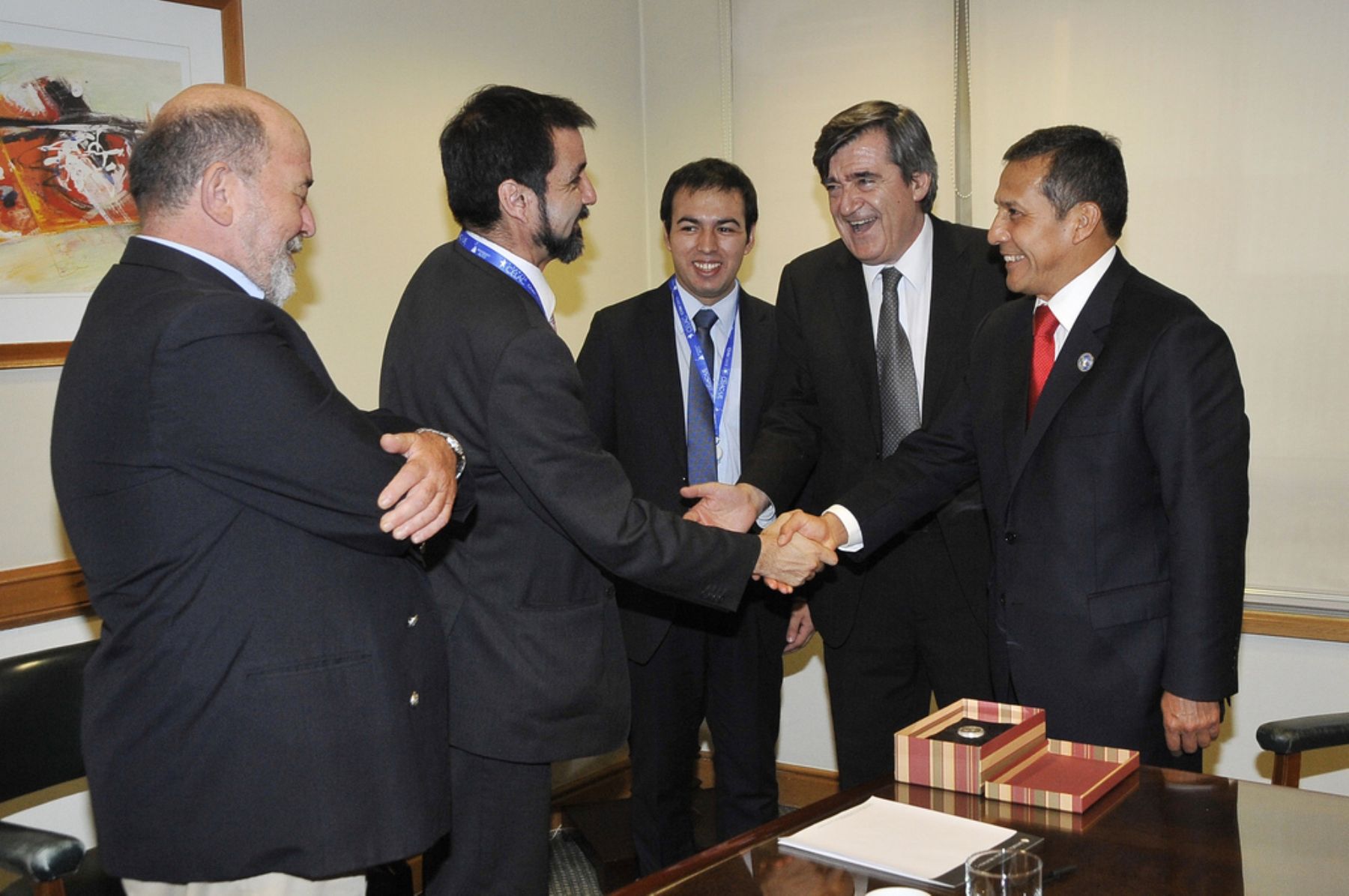 SANTIAGO, CHILE - 27 ENERO. Presidente Ollanta Humala  se reune con el  Presidente  del Senado de Chile, Camilo Escalona. Foto: Prensa Presidencia