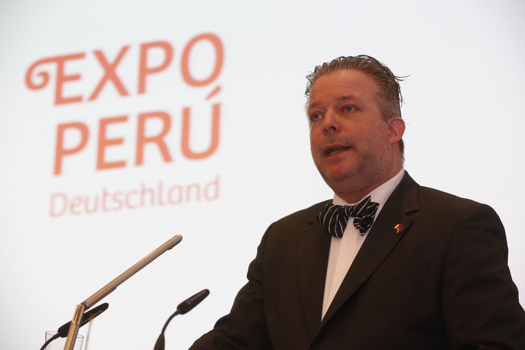 Director para Norteamérica y Latinoamérica de la Confederación de Cámaras de Industria y Comercio de Alemania (DIHK), Oliver Parche, el Foro Empresarial de la Expo Perú - Alemania, en Berlín. Foto ANDINA, Rocío Rojas