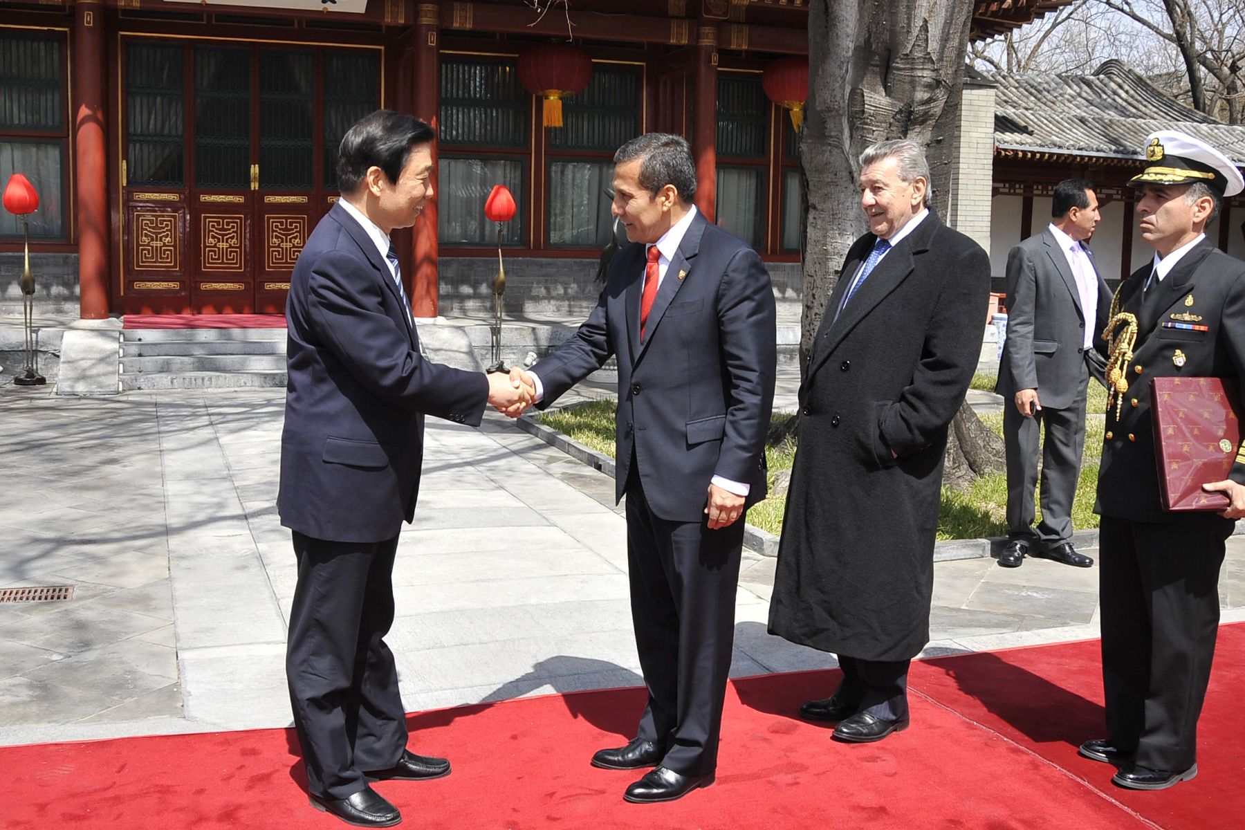 BEIJING,ABRIL 08. Jefe de Estado, Ollanta Humala, en reunion con Vice Presidente Chino, en  Beijing.
Foto:Andina/Prensa Presidencia