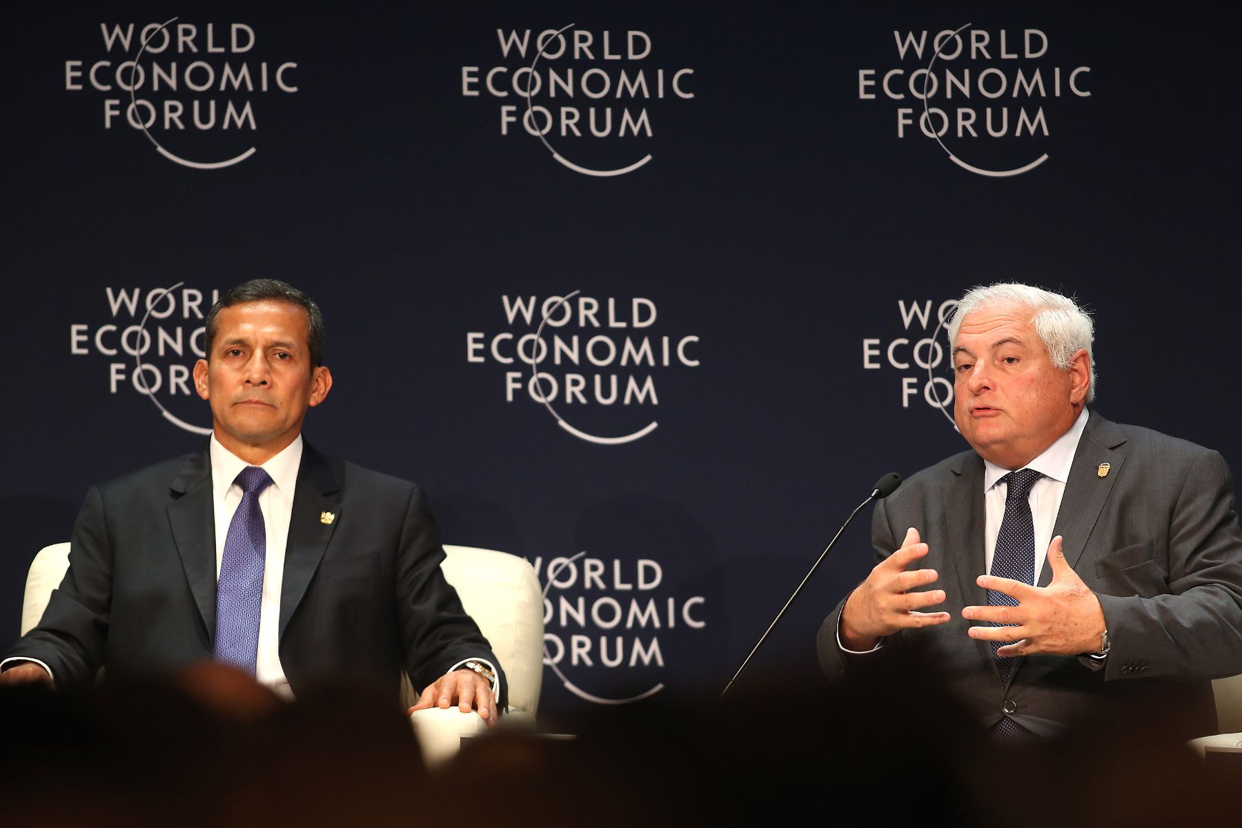 LIMA,PERÚ-ABRIL 24.El Presidente Ollanta Humala y el Presidente de Panamá, Ricardo Martinelli participan en inauguración del Foro Económico Mundial para América Latina 2013.Foto: ANDINA/archivo.