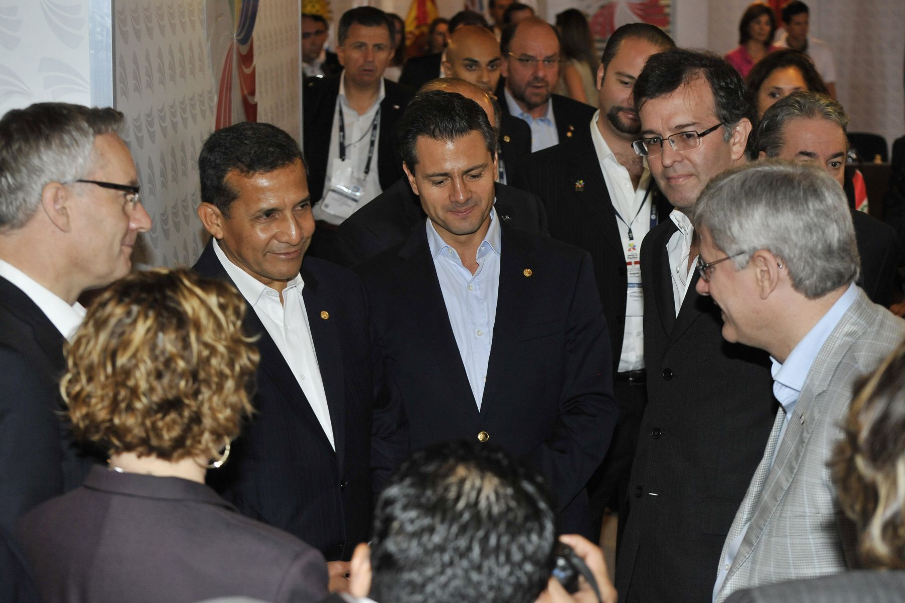 CALI,COLOMBIA MAYO 23. Presidente Ollanta Humala participó en inauguración de la VII Cumbre de la Alianza del Pacífico en Cali (Colombia), acompañado por la canciller Eda Rivas y titular de MINCETUR, José Luis Silva. 
Foto: ANDINA/ Prensa Presidencia