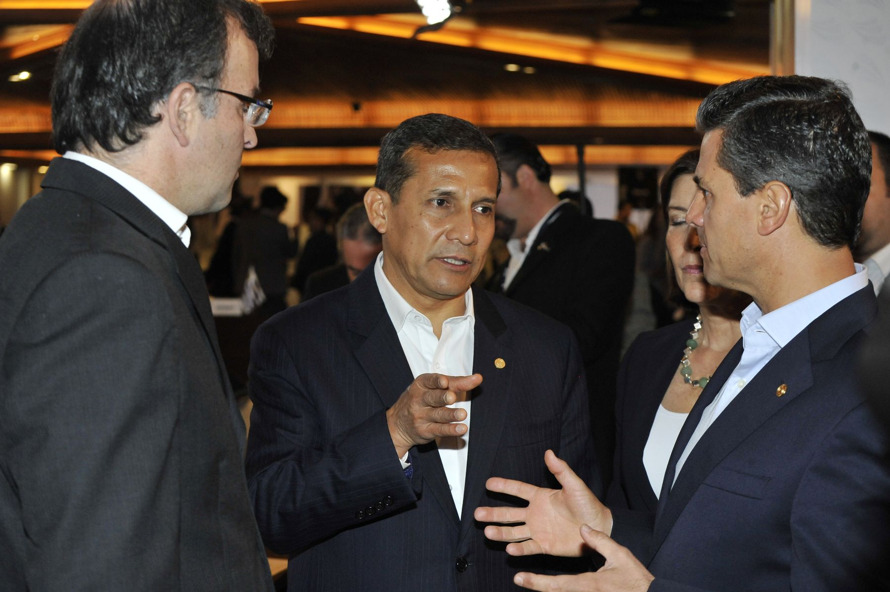 CALI,COLOMBIA MAYO 23. Presidente Ollanta Humala participó en inauguración de la VII Cumbre de la Alianza del Pacífico en Cali (Colombia), acompañado por la canciller Eda Rivas y titular de MINCETUR, José Luis Silva. 
Foto: ANDINA/ Prensa Presidencia