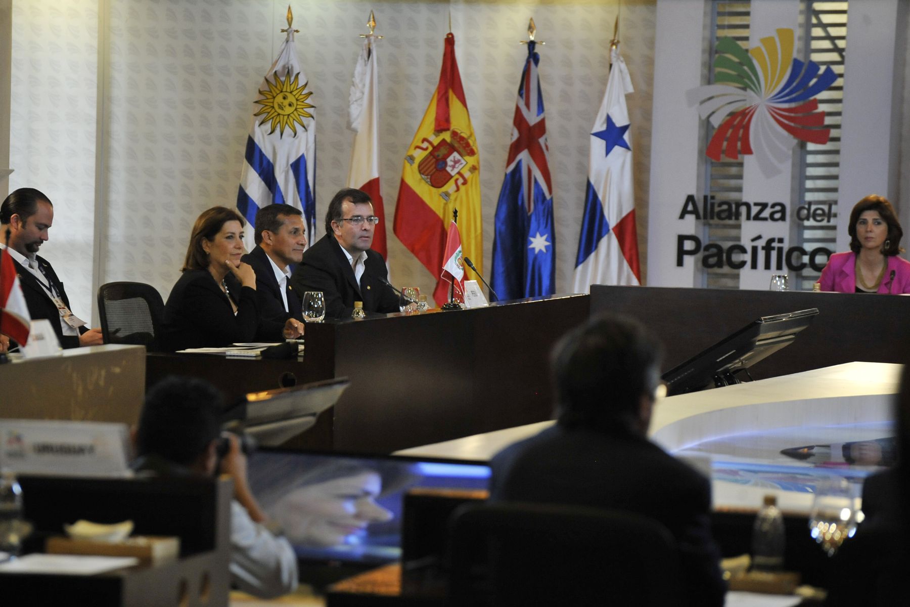 CALI,COLOMBIA MAYO 23. Presidente Ollanta Humala participó en inauguración de la VII Cumbre de la Alianza del Pacífico en Cali (Colombia), acompañado por la canciller Eda Rivas y titular de MINCETUR, José Luis Silva. 
Foto: ANDINA/ Prensa Presidencia