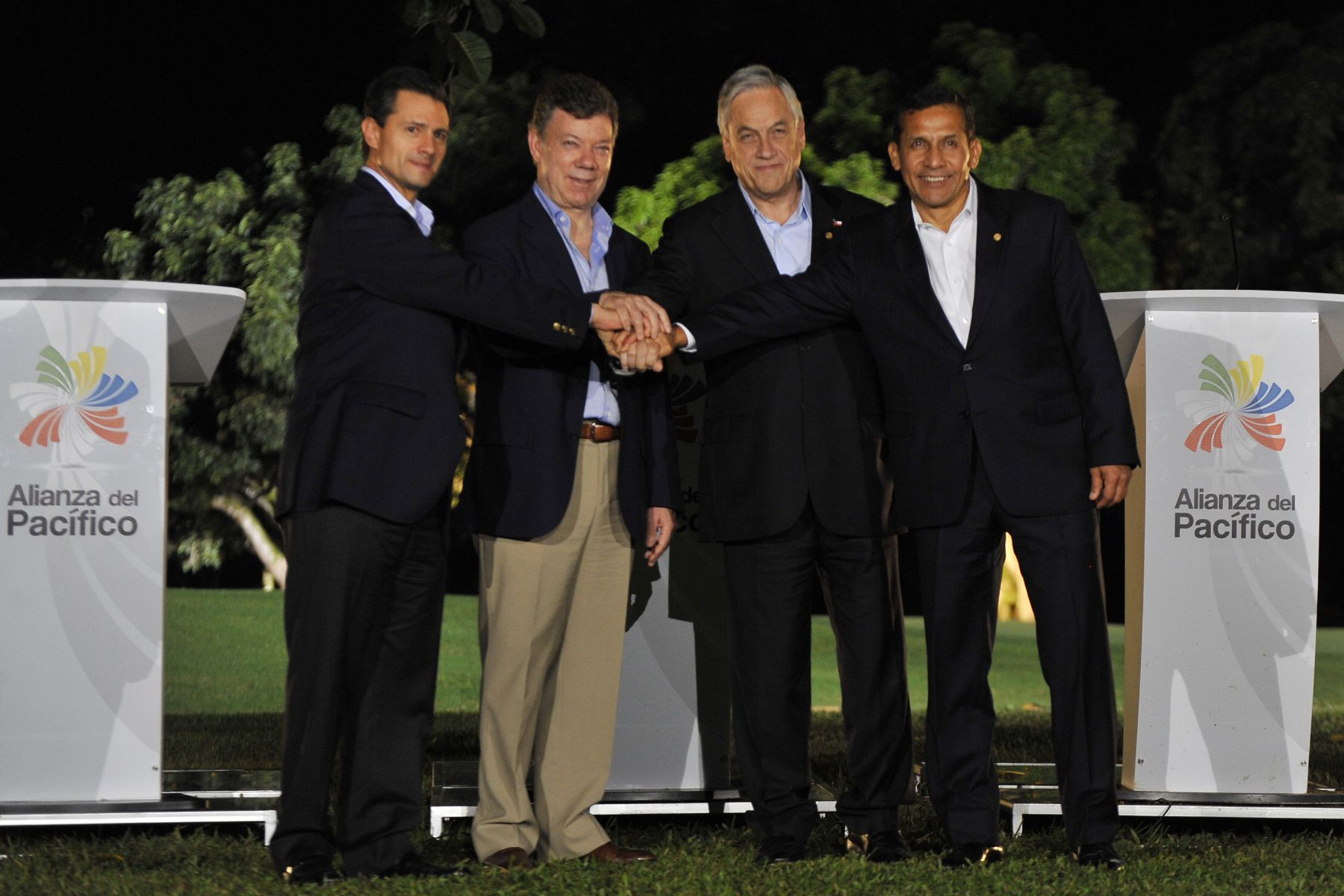 CALI, COLOMBIA MAYO 23. La VII Cumbre de la Alianza del Pacífico culminó en la ciudad de Cali con conferencia de prensa de los presidente Ollanta Humala, Juan Manuel Santos, Sebastián Piñera y Enrique Peña Nieto.
Foto: ANDINA/Prensa Presidencia