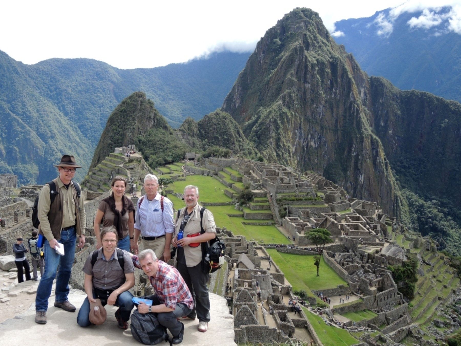 Overseas travelers at the Inca Citadel of Machu Picchu, located in Peru