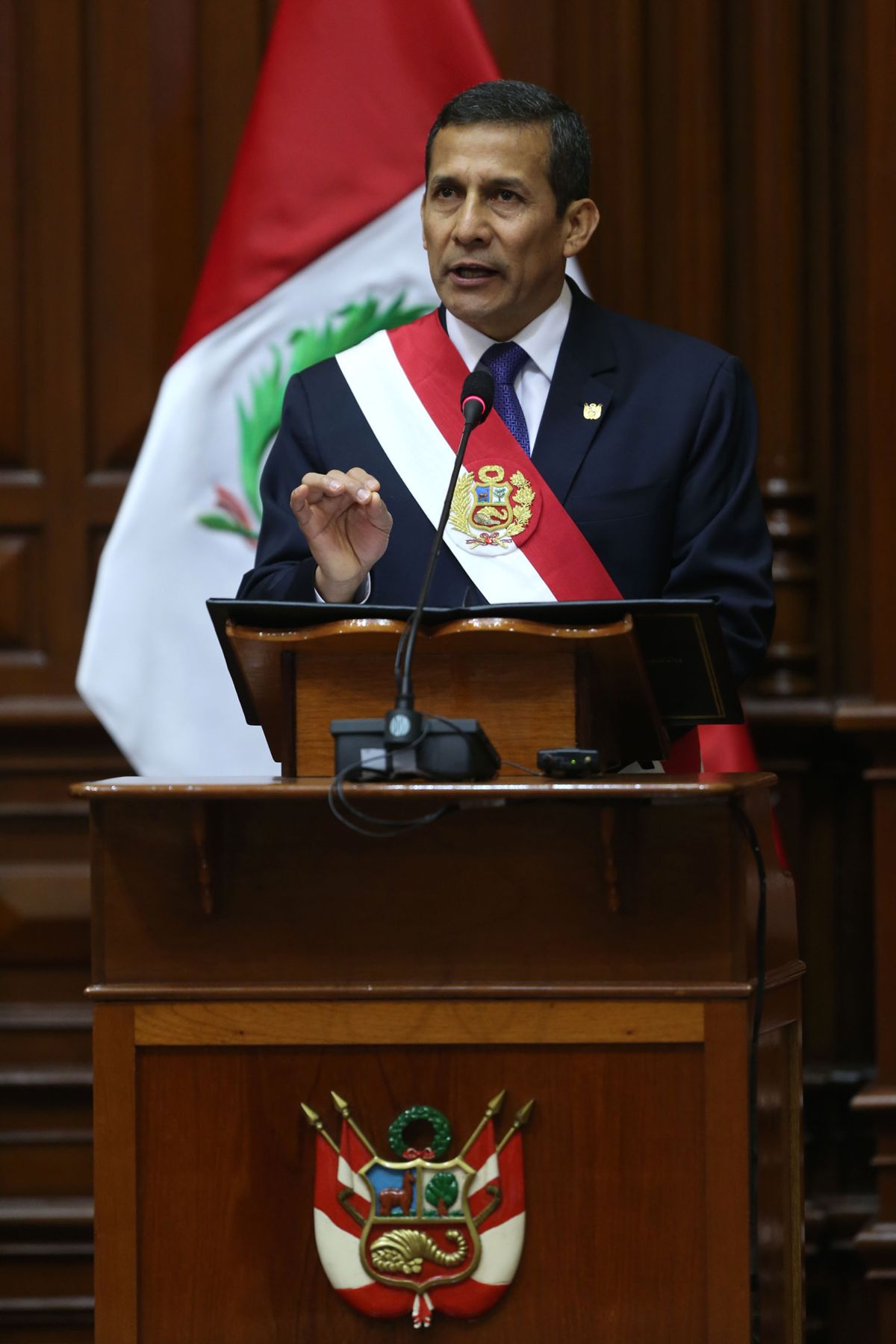 LIMA,PERÚ-JULIO 28.El Presidente Ollanta Humala Tasso, ofrece el Mensaje a la Nación con motivo del 192º aniversario de la independencia del Perú en la sede del Congreso de la República.Foto:ANDINA/Carlos Lezama