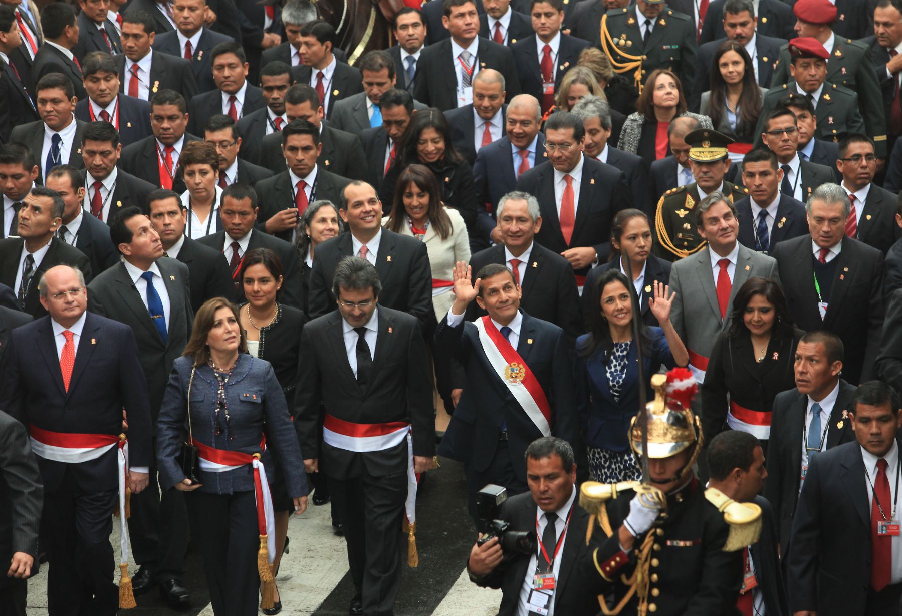 LIMA,PERÚ-JULIO 28. El Presidente Ollanta Humala retorna a Palacio de Gobierno tras de emitir Mensaje de la Nación en el Congreso de la República.
Foto: ANDINA/archivo.