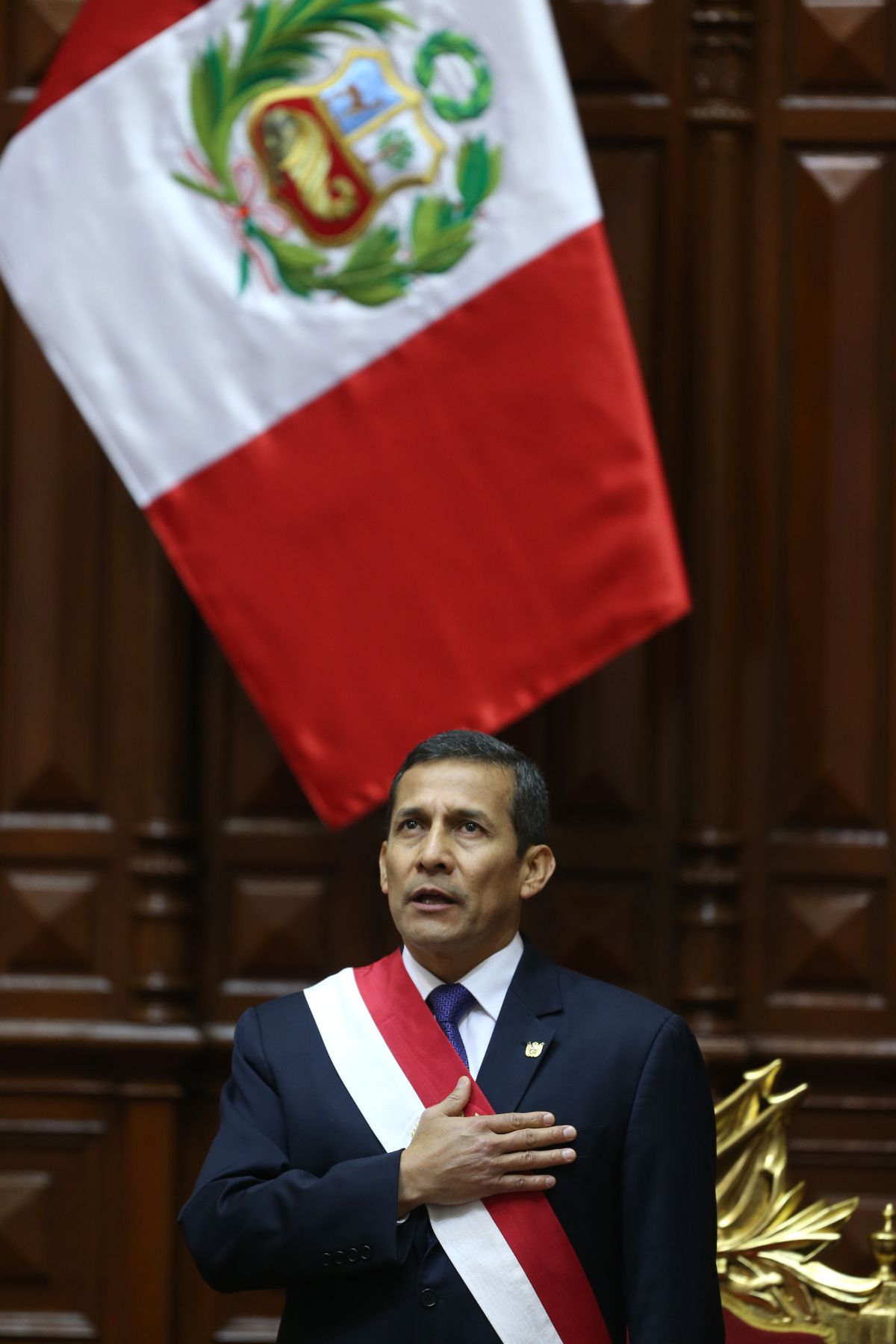 LIMA,PERÚ-JULIO 28.El Presidente Ollanta Humala Tasso, ofrece el Mensaje a la Nación con motivo del 192º aniversario de la independencia del Perú en la sede del Congreso de la República.Foto:ANDINA/Carlos Lezama