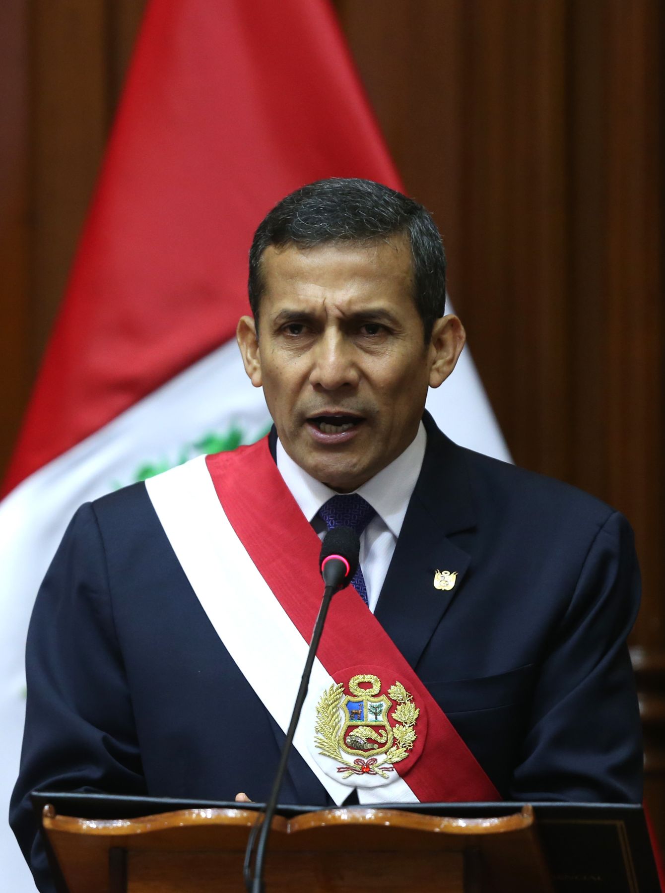 LIMA,PERÚ-JULIO 28.El Presidente Ollanta Humala Tasso, ofrece el Mensaje a la Nación con motivo del 192º aniversario de la independencia del Perú en la sede del Congreso de la República.Foto:ANDINA/Carlos Lezama