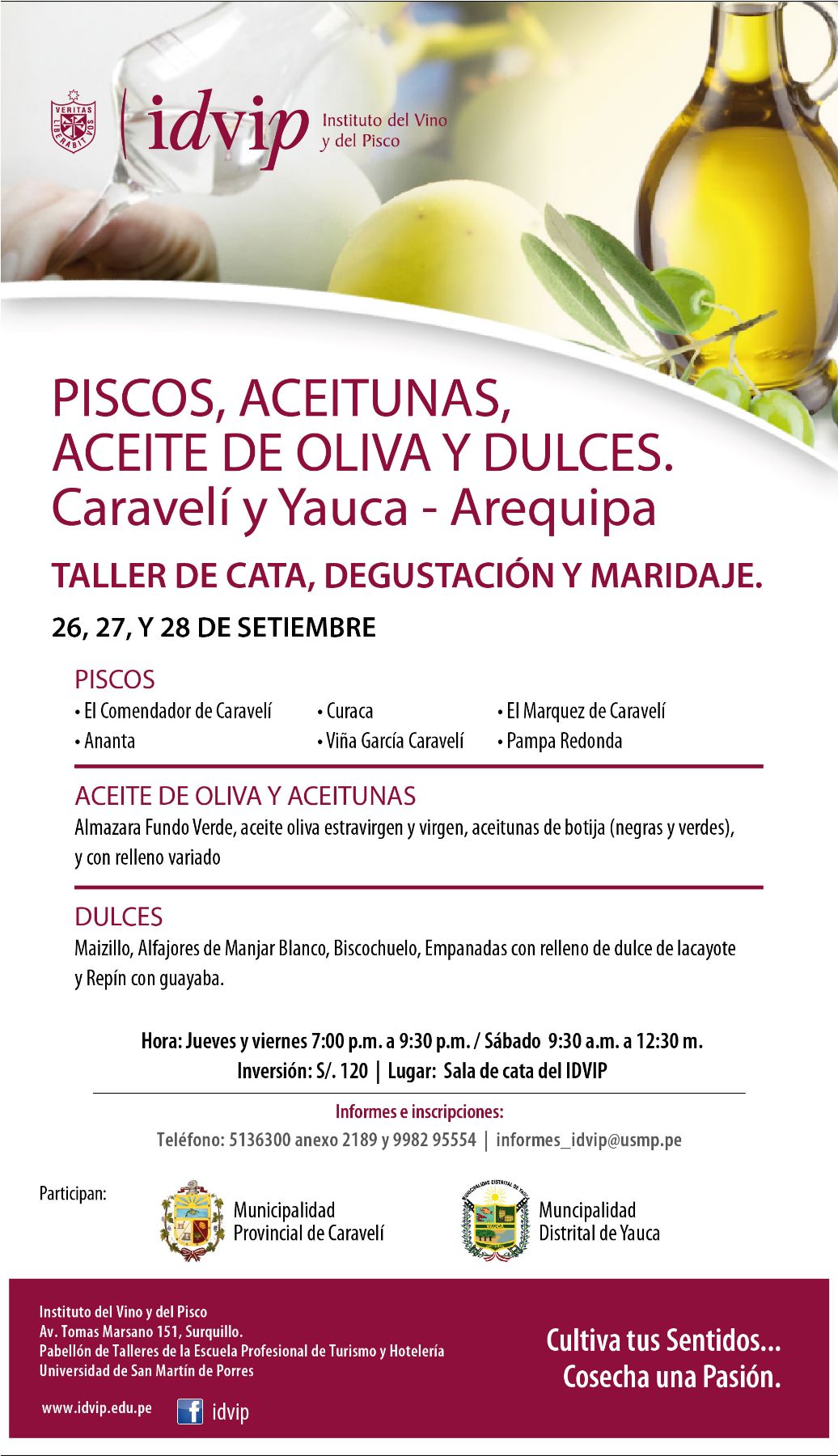 Afiche del taller de cata y degustación,