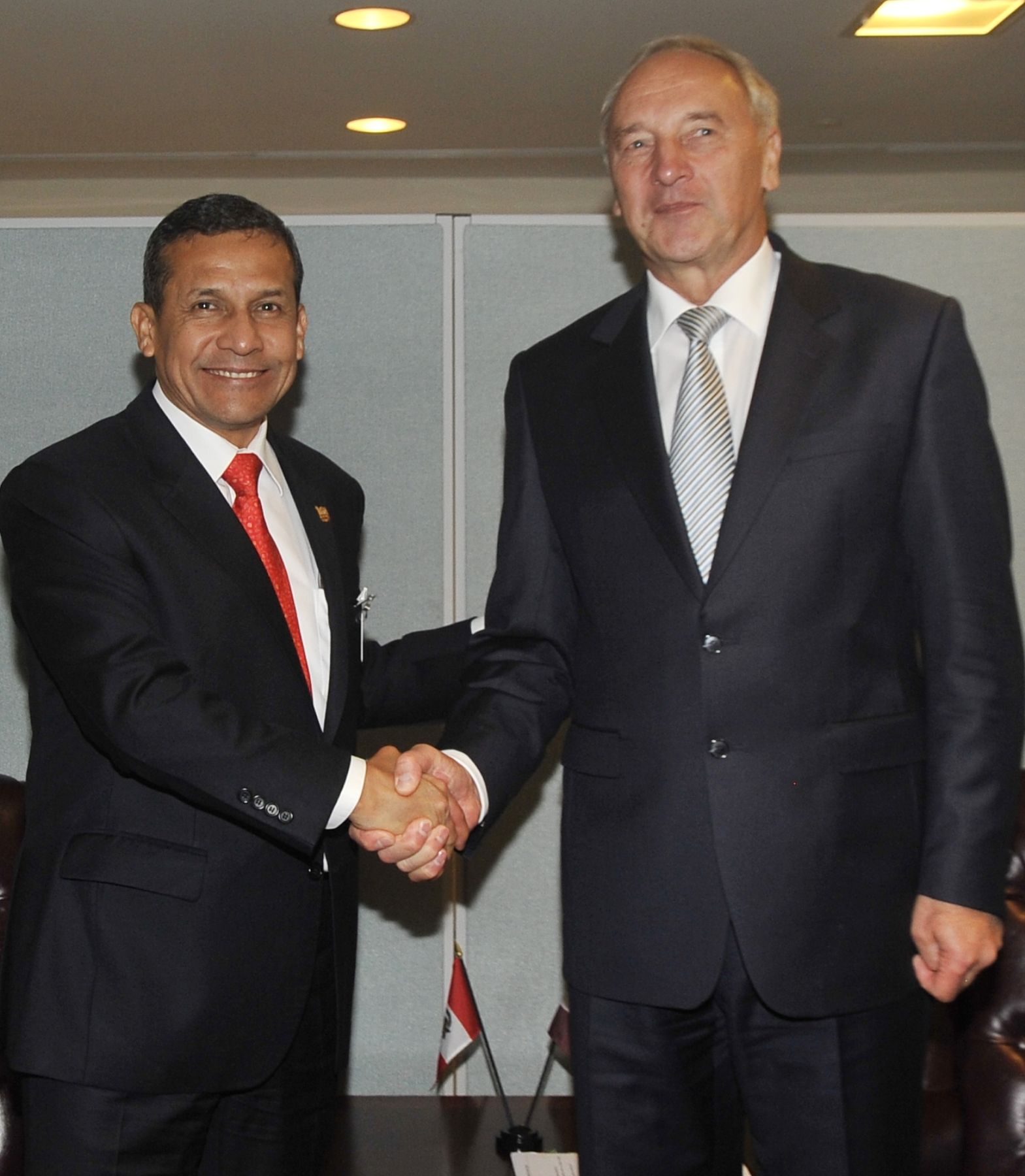 NEW YORK. 24 DE SETIEMBRE. Jefe de Estado Ollanta Humala Tasso; sostuvo encuentro con su homólogo de Letonia, Andris Berzins, en la ciudad de Nueva York
  Foto: ANDINA/Prensa Presidencia