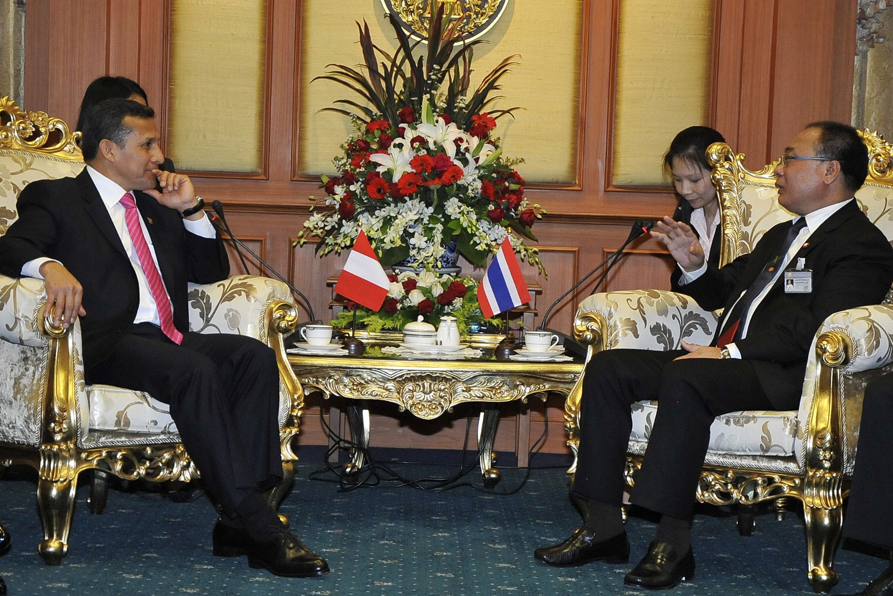 BANGKOK,TAILANDIA-OCTUBRE 05. En la sede de Asamblea Nacional de Tailandia, se desarrolló el diálogo entre el presidente Ollanta Humala Tasso y el Presidente de la Asamblea Nacional y Cámara de Representantes.
 Foto:Andina/Prensa Presidencia