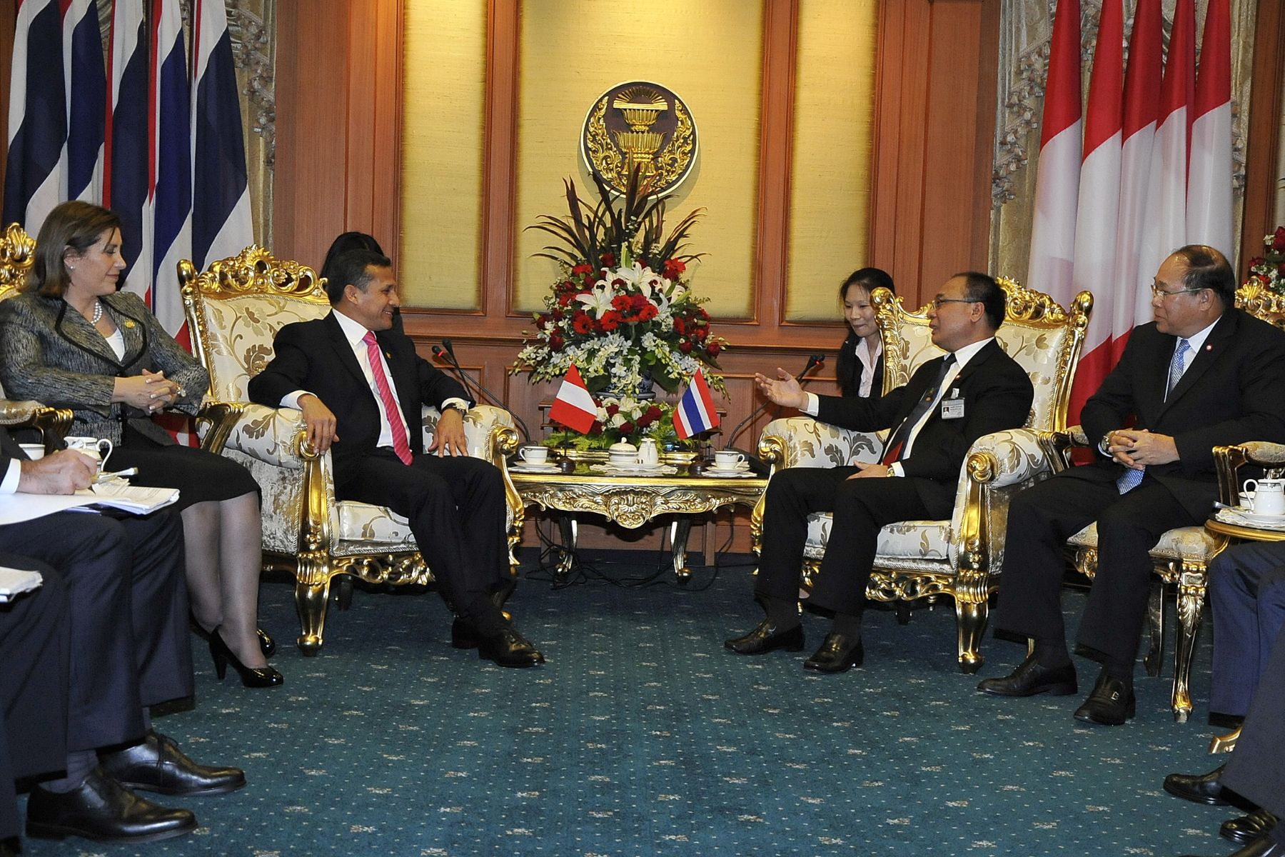 BANGKOK,TAILANDIA-OCTUBRE 05. En la sede de Asamblea Nacional de Tailandia, se desarrolló el diálogo entre el presidente Ollanta Humala Tasso y el Presidente de la Asamblea Nacional y Cámara de Representantes.
 Foto:Andina/Prensa Presidencia