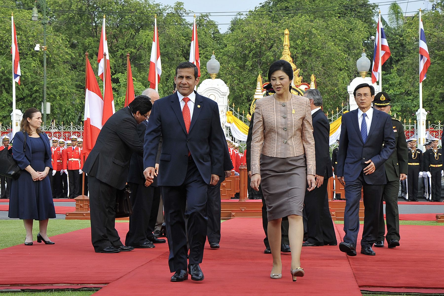 BANGKOK,TAILANDIA-OCTUBRE 05. Presidente Ollanta Humala sostuvo reunión bilateral con la Primera Ministra de Tailandia, Yingluck Shinawatra, en la Casa de Gobierno de este país.
Foto: ANDINA/Prensa Presidencia