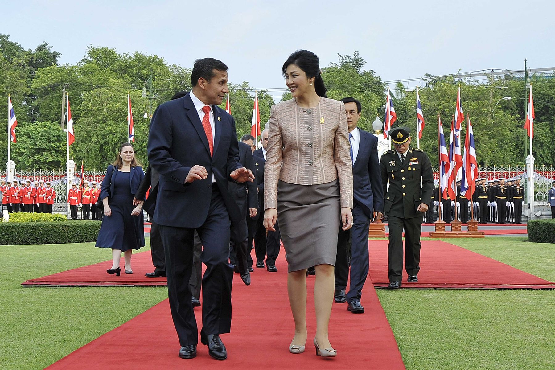 BANGKOK,TAILANDIA-OCTUBRE 05. Presidente Ollanta Humala sostuvo reunión bilateral con la Primera Ministra de Tailandia, Yingluck Shinawatra, en la Casa de Gobierno de este país.
Foto: ANDINA/Prensa Presidencia