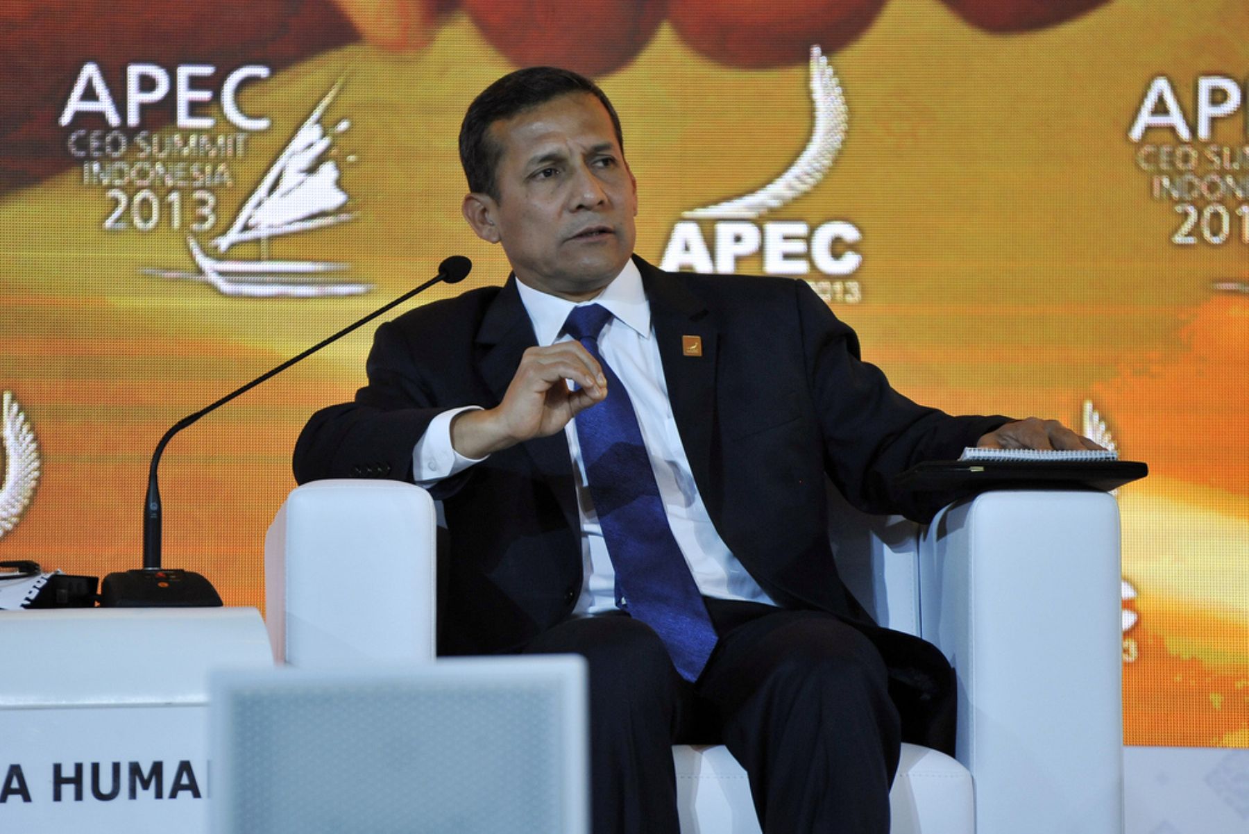 Peruvian President Ollanta Humala in his address to the opening session of the 2013 APEC CEO Summit. ANDINA/Presidencia