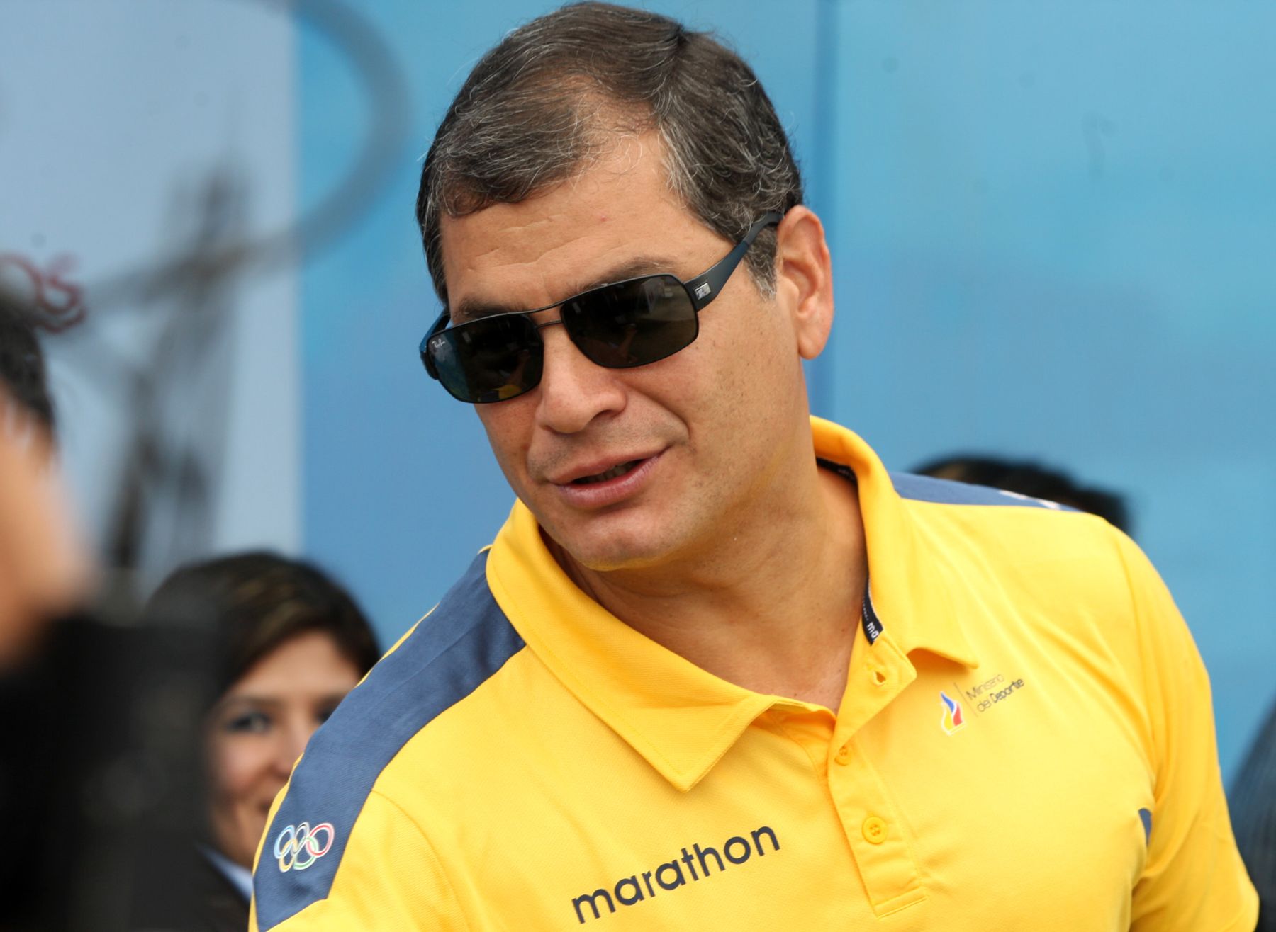 LIMA, PERÚ - NOVIEMBRE 23. El Presidente de Ecuador, Rafael Correa, llegó a Lima para acompañar a su hija, Sofía Correa, que participa en los XVII Juegos Boliviarianos.Foto: ANDINA/Héctor Vinces