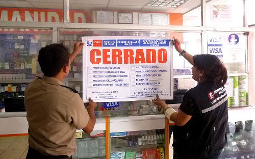 El cierre es el destino de las farmacias, droguerías y boticas clandestinas. Foto. ANDINA/Difusión