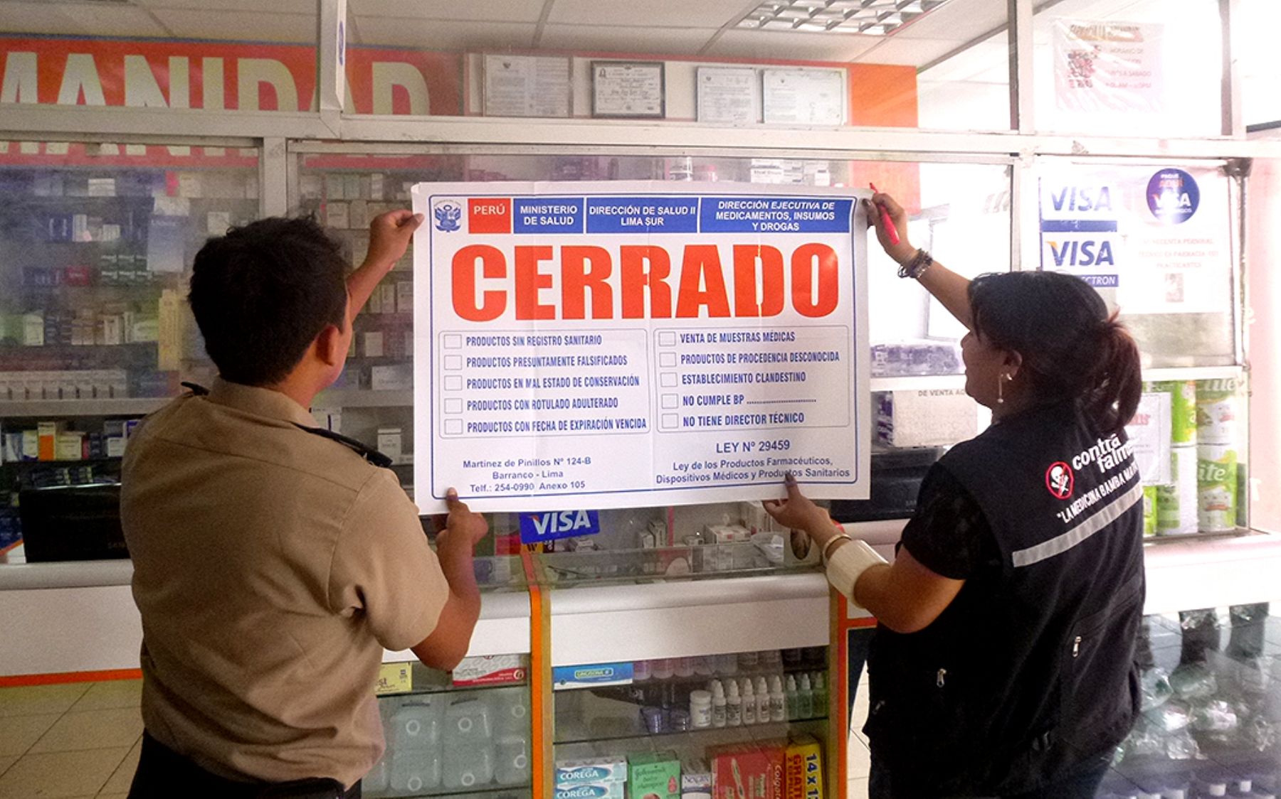El cierre es el destino de las farmacias, droguerías y boticas clandestinas. Foto. ANDINA/Difusión