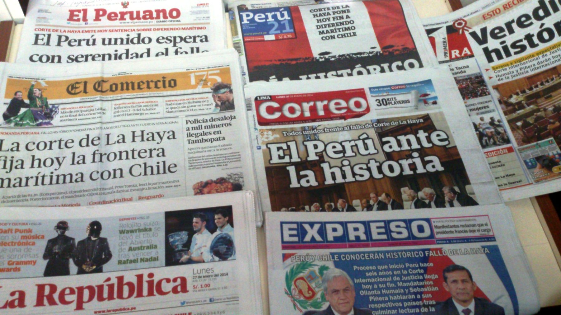 Portadas de los principales medios de comunicación peruanos.