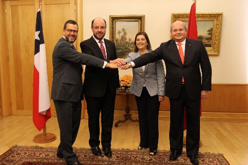 Ministros de Relaciones Exteriores y de Defensa de Perú y Chile se reunieron en Santiago. Foto: Ministerio de Defensa de Chile.