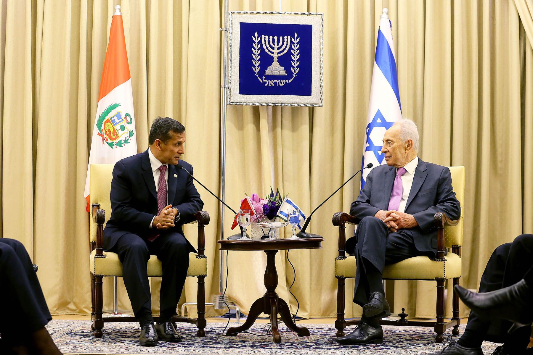 El presidente peruano, Ollanta Humala Tasso, se reunió hoy con su homólogo de Israel, Shimon Peres, en el inicio de una visita de Estado por Oriente Medio. Foto: ANDINA/Presidencia.