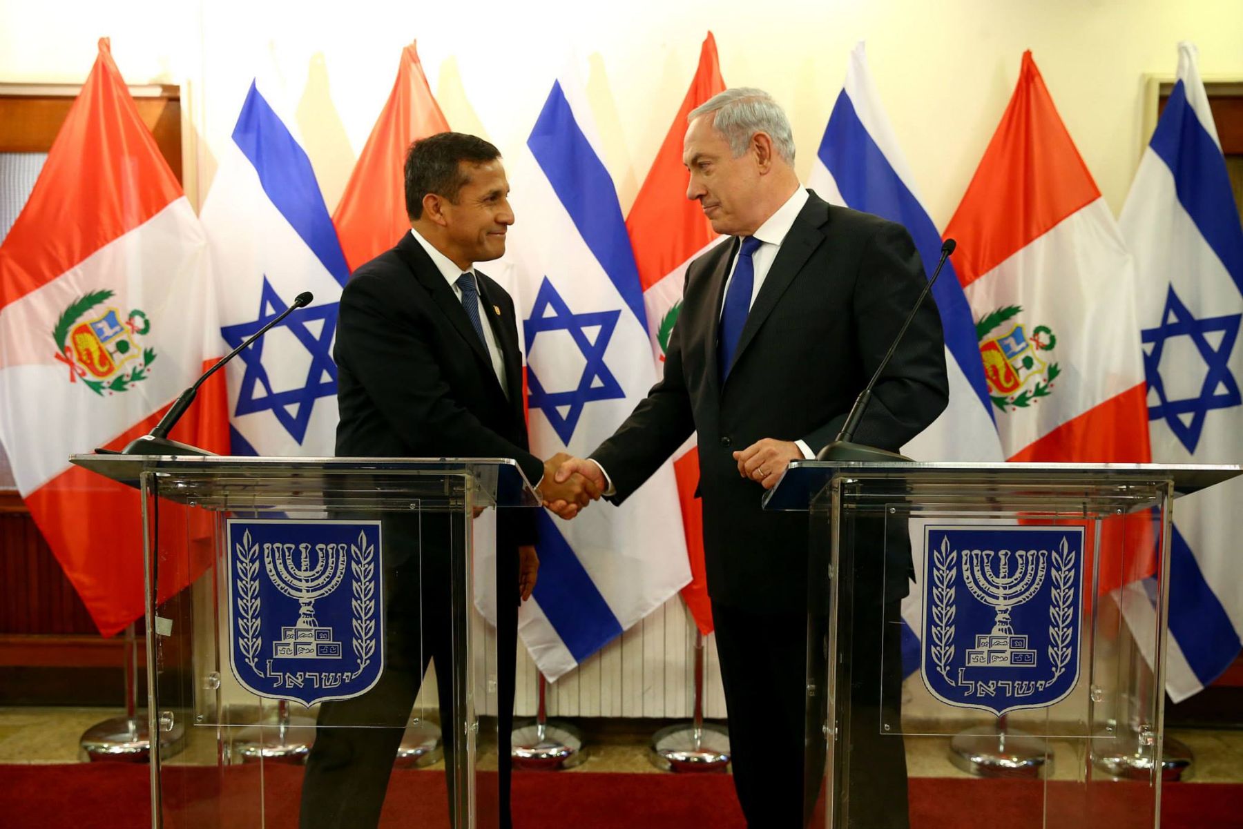 Jefe del Estado, Ollanta Humala, se reunió con el primer ministro de Israel, Benjamín Netanyahu.