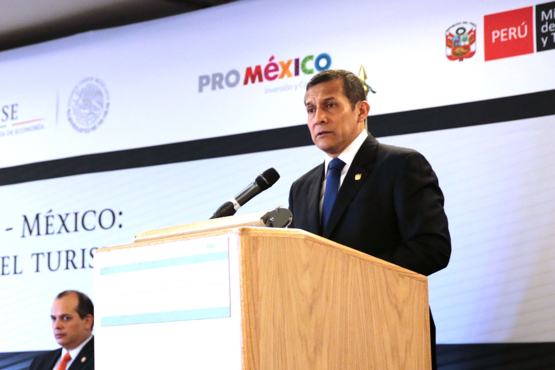 Peruvian President Ollanta Humala  during a conference in Mexico