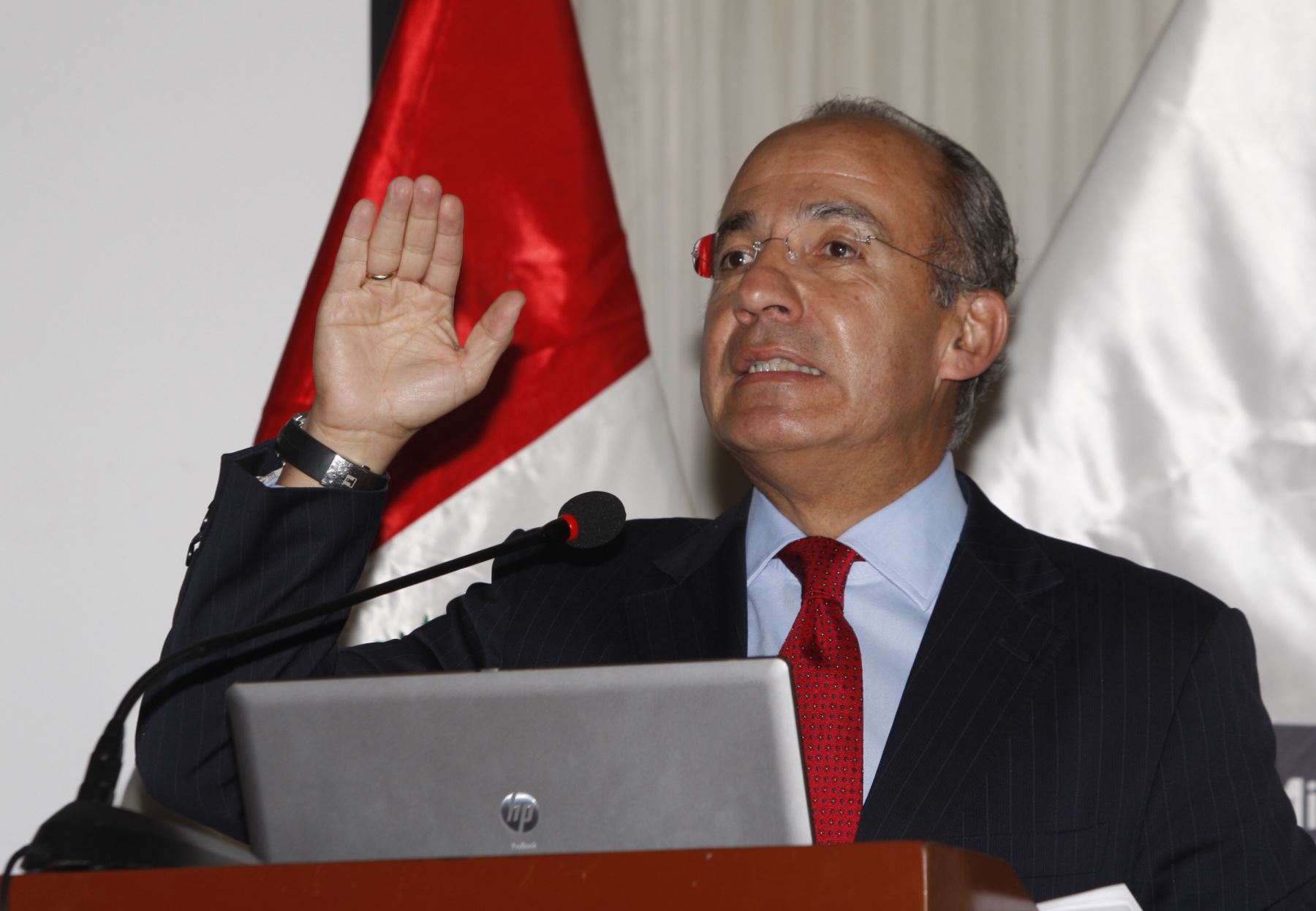 LIMA,PERÚ-AGOSTO 25.Conferencia Magistral de expresidente de México Felipe Calderón. ANDINA/Héctor Vinces