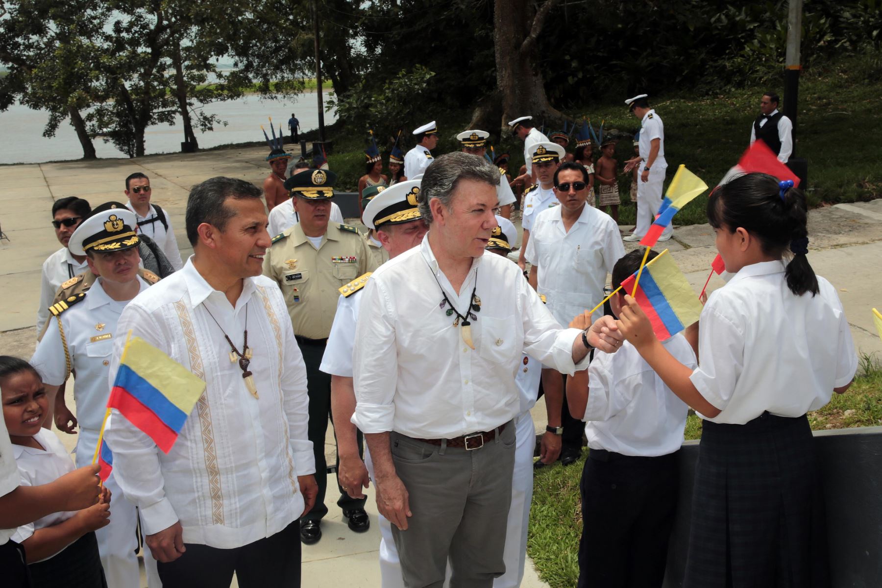 IQUITOS,PERÚ-SETIEMBRE 30. Llegada de los presidentes Ollanta Humala y Juan Manuel Santos a la Base Naval de Iquitos para encabezar Encuentro Presidencial y I Gabinete Binacional Perú-ColombiaFoto: ANDINA/Prensa Presidencia