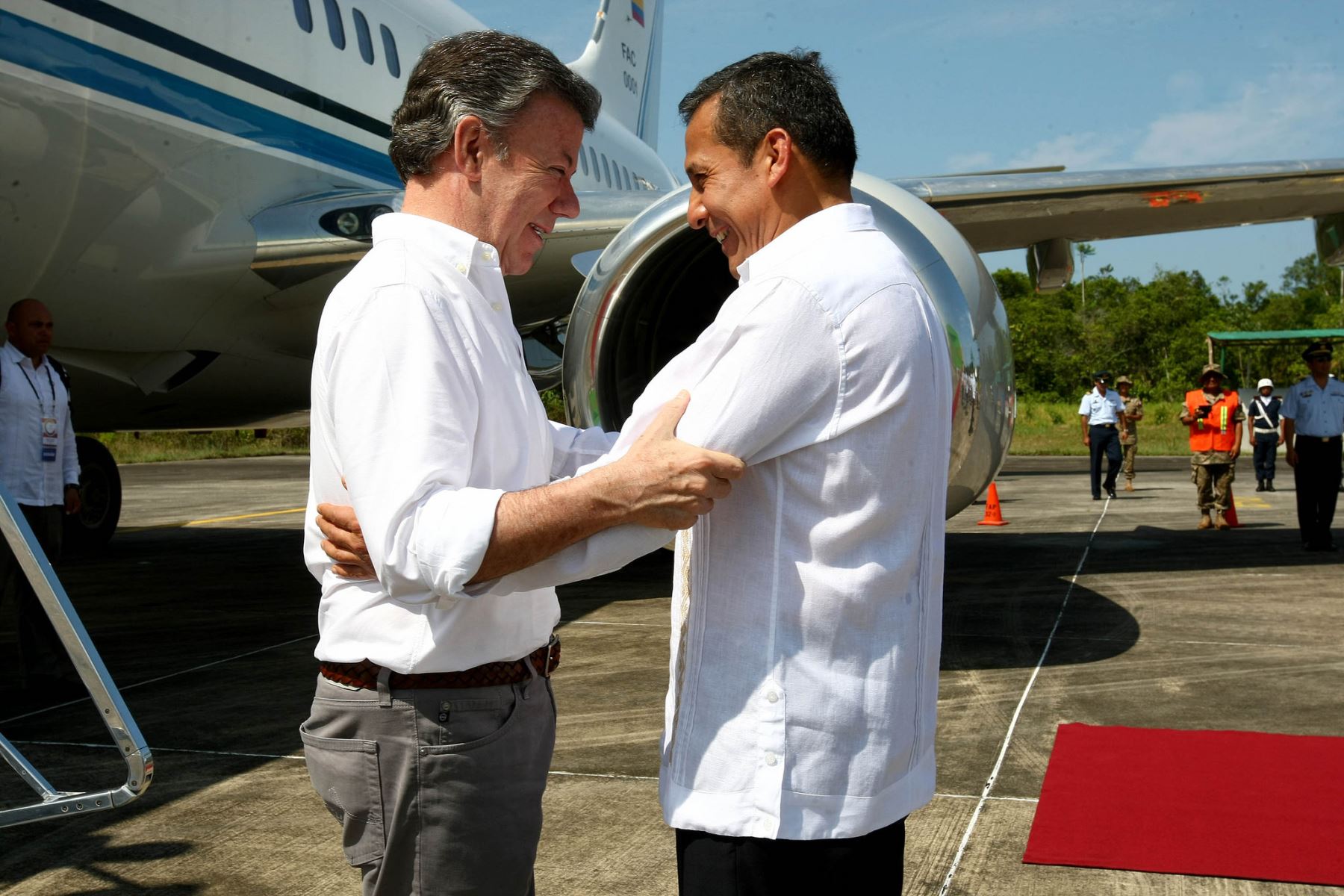 IQUITOS,PERÚ-SETIEMBRE 30. Presidente Humala recibe a su homólogo Juan Manuel Santos en Iquitos para encabezar Encuentro Presidencial y I Gabinete Binacional Perú-Colombia.Foto: ANDINA/Prensa Presidencia