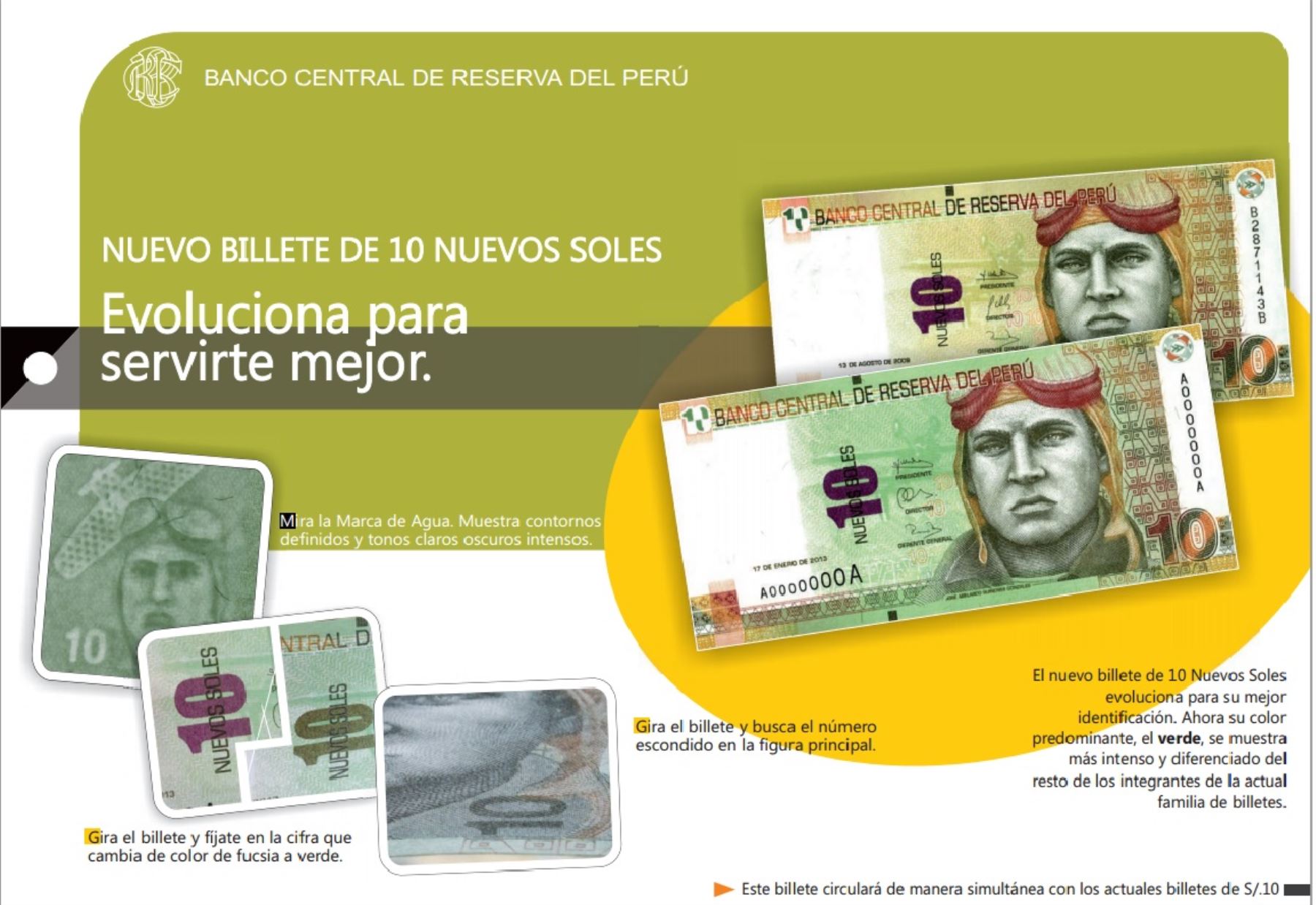 Se efectuó cambios en los billetes de 10 y 20 nuevos soles